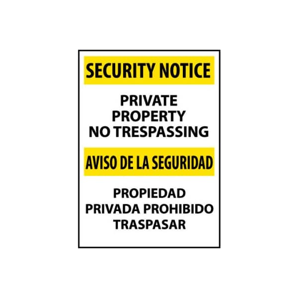 Security Notice Plastic - Private Property No Trespassing Bilingual